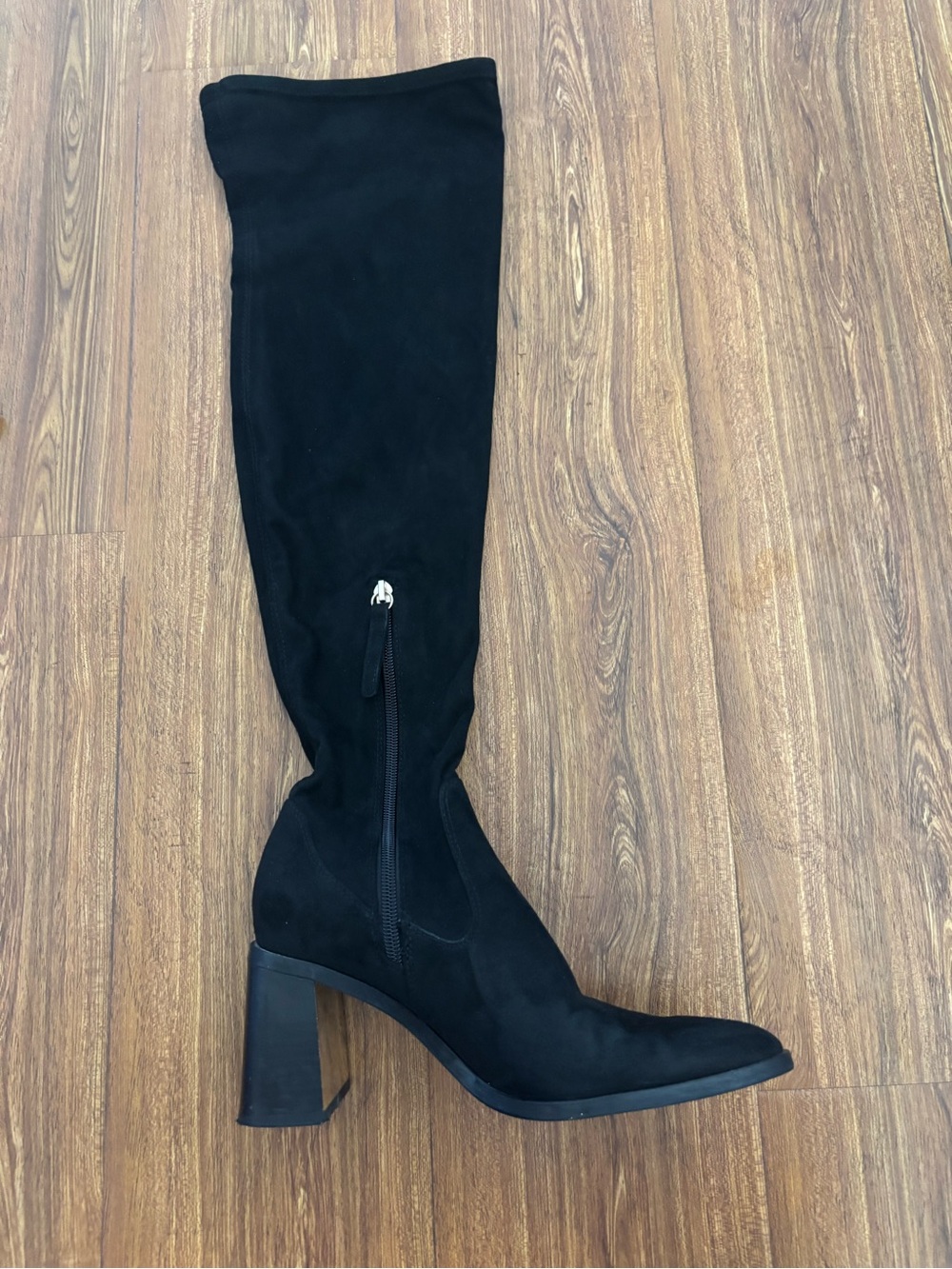 Zara Black Over-the-Knee Block Heel Boots